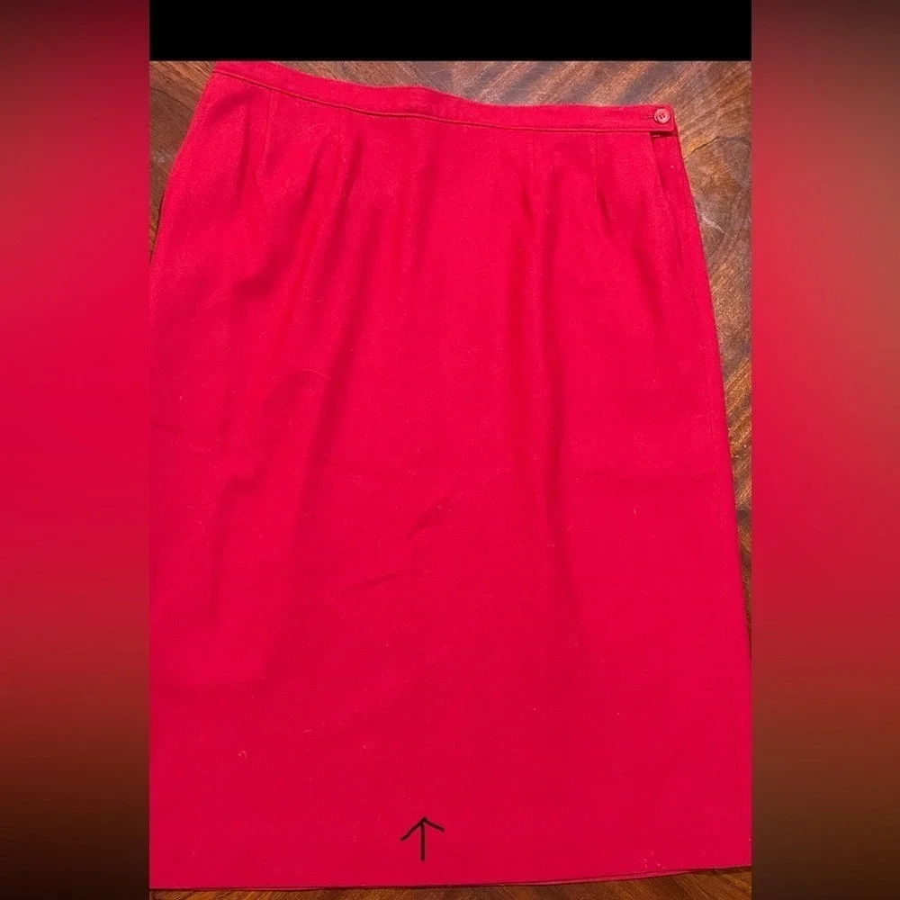 Vtg Pendleton Red 100% Virgin‎ Wool Skirt Womens Size 18 USA Midi A-Line *read*